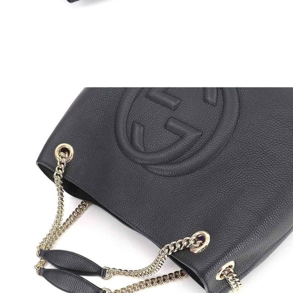 Gucci Black Leather Bag with Gold Chain - Picture 3 of 10